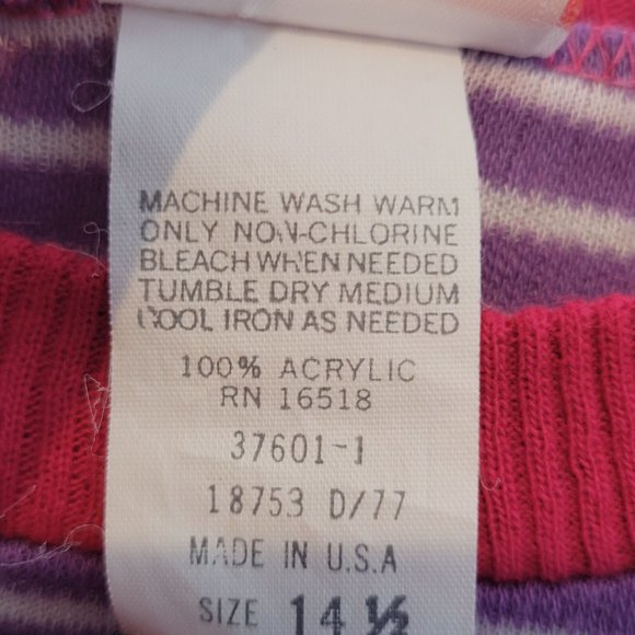 Vintage Girls Dress KLL Purple Stripe Size 14.5 Acrylic Drop Waist Small Women - Picture 5 of 6